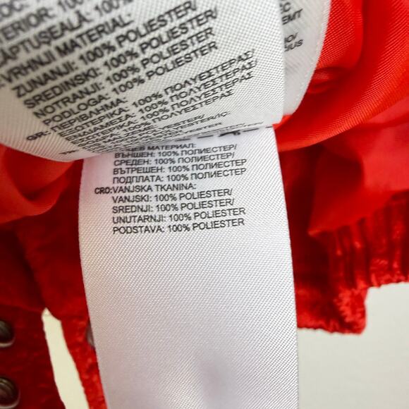 Adidas Tracktop Jacket Womens XS Red Floral Jacquard Trefoil Snap Up AY6733 NWOT - Picture 10 of 11